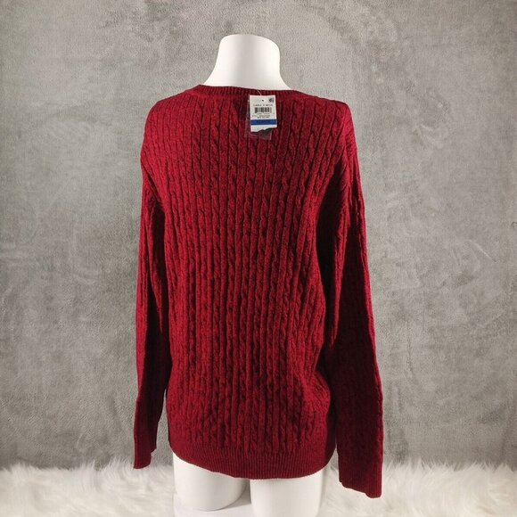 NWT KAREN SCOTT Christmas Sweater XL(16-18) Red Pullover Cable Knit 100% Cotton - Picture 6 of 11